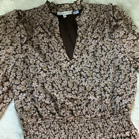 Moon River Shirred Waist Tiered Dress Dress Size Medium - Picture 5 of 14